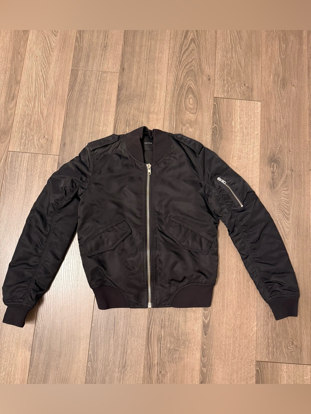 Talula Black Bomber Jacket with Zip Pocket
